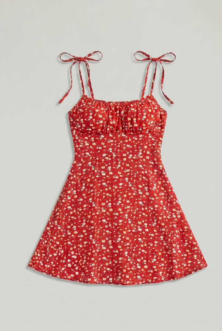 Women's Floral Print Tie Strap Mini Dress product image | Invictora.com