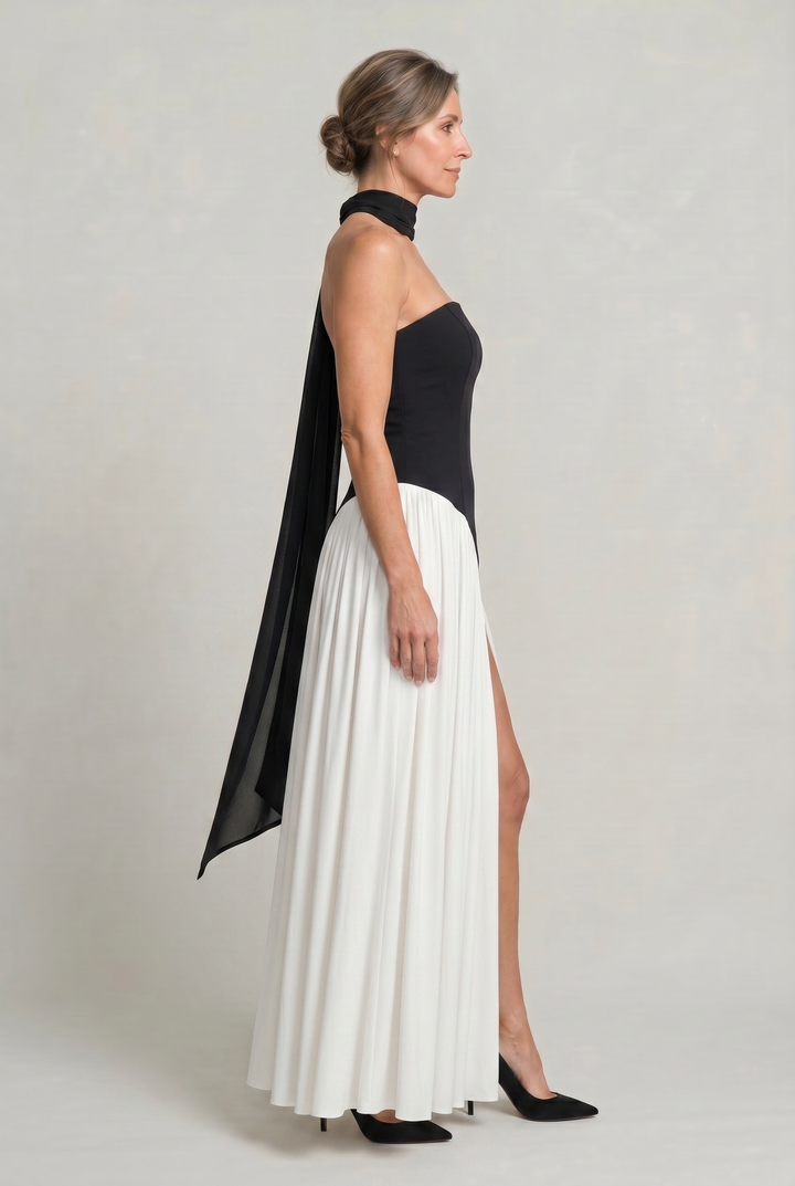 Women's Elegant Strapless Maxi Dress in Yellow | Invictora.com