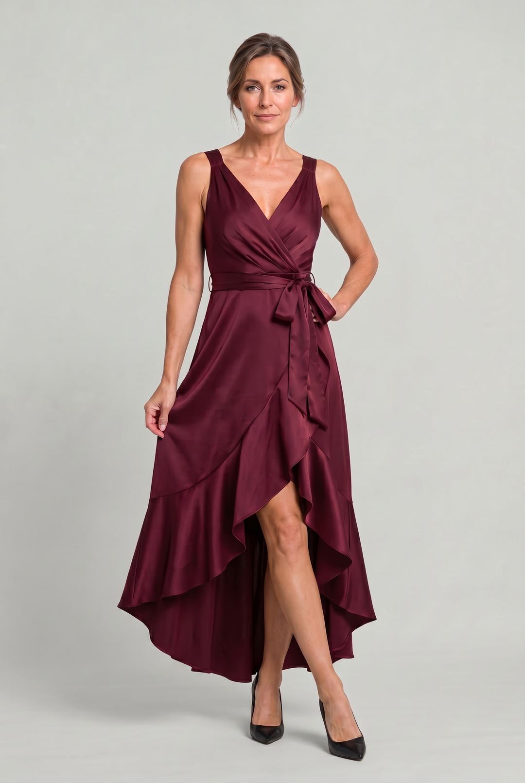Women's Elegant Sleeveless Wrap Midi Dress product image | Invictora.com