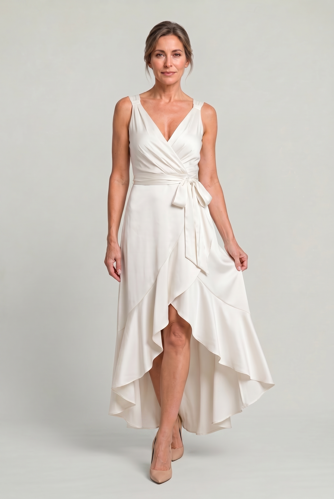 Women's Elegant Sleeveless Wrap Midi Dress product image | Invictora.com