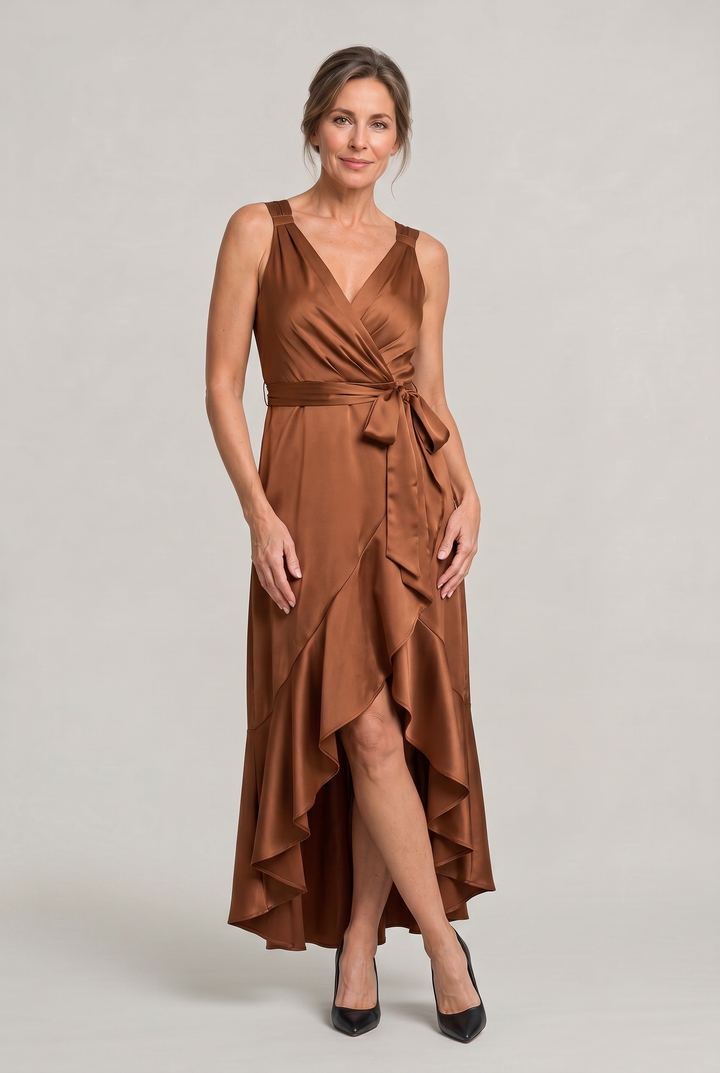 Women's Elegant Sleeveless Wrap Midi Dress product image | Invictora.com