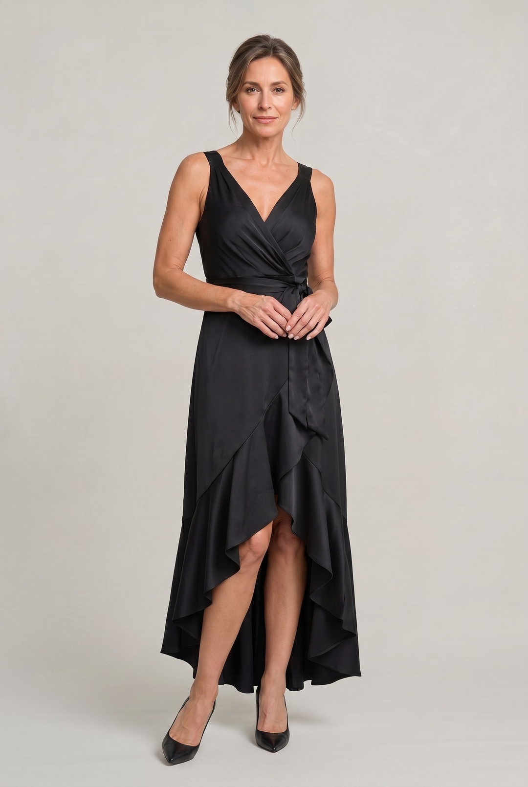 Women's Elegant Sleeveless Wrap Midi Dress product image | Invictora.com