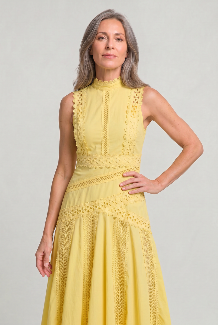 Women's Sleeveless Lace Panel Midi Dress product image | Invictora.com