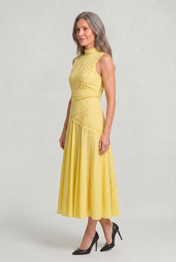 Women's Sleeveless Lace Panel Midi Dress product image | Invictora.com