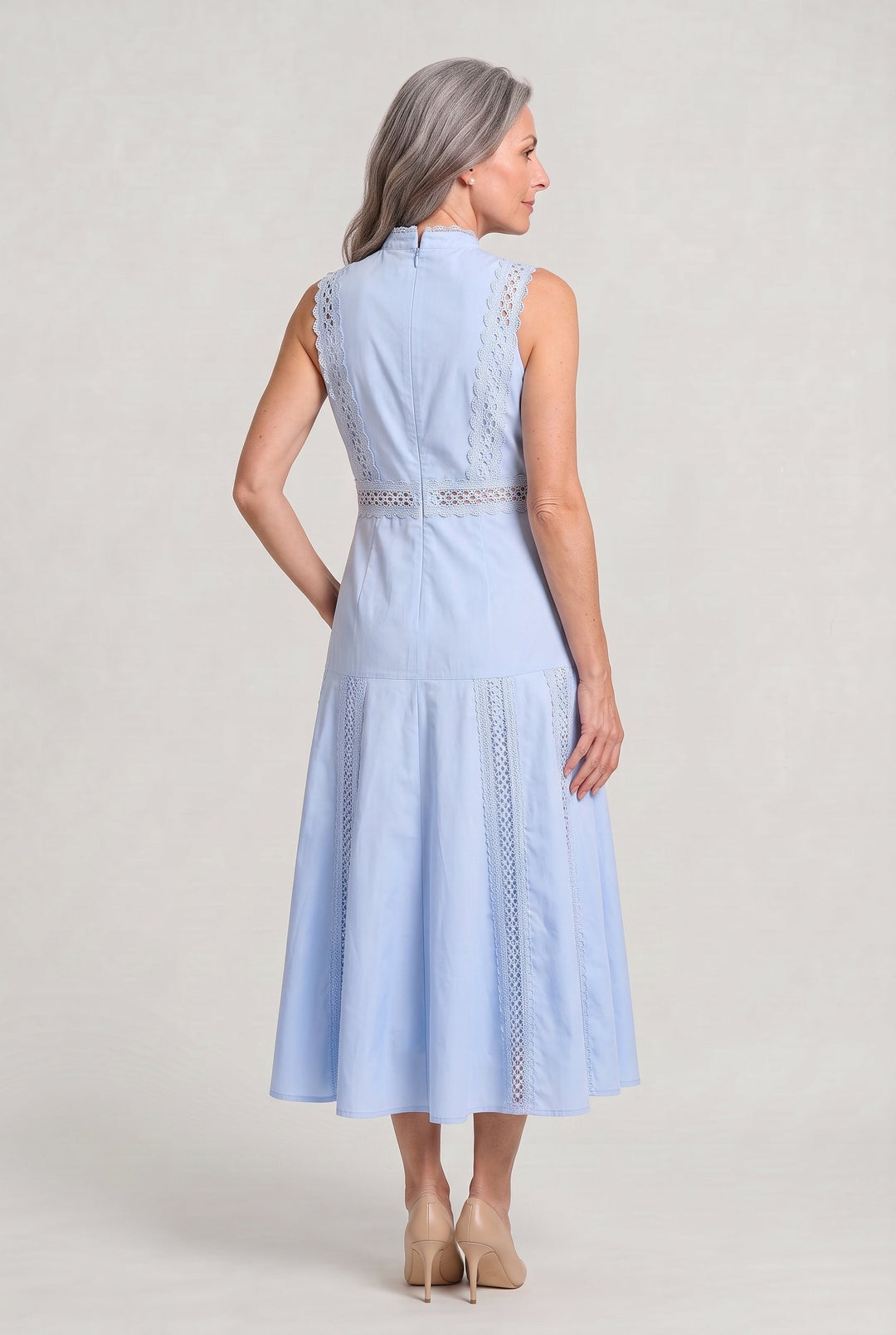 Women's Sleeveless Lace Panel Midi Dress product image | Invictora.com