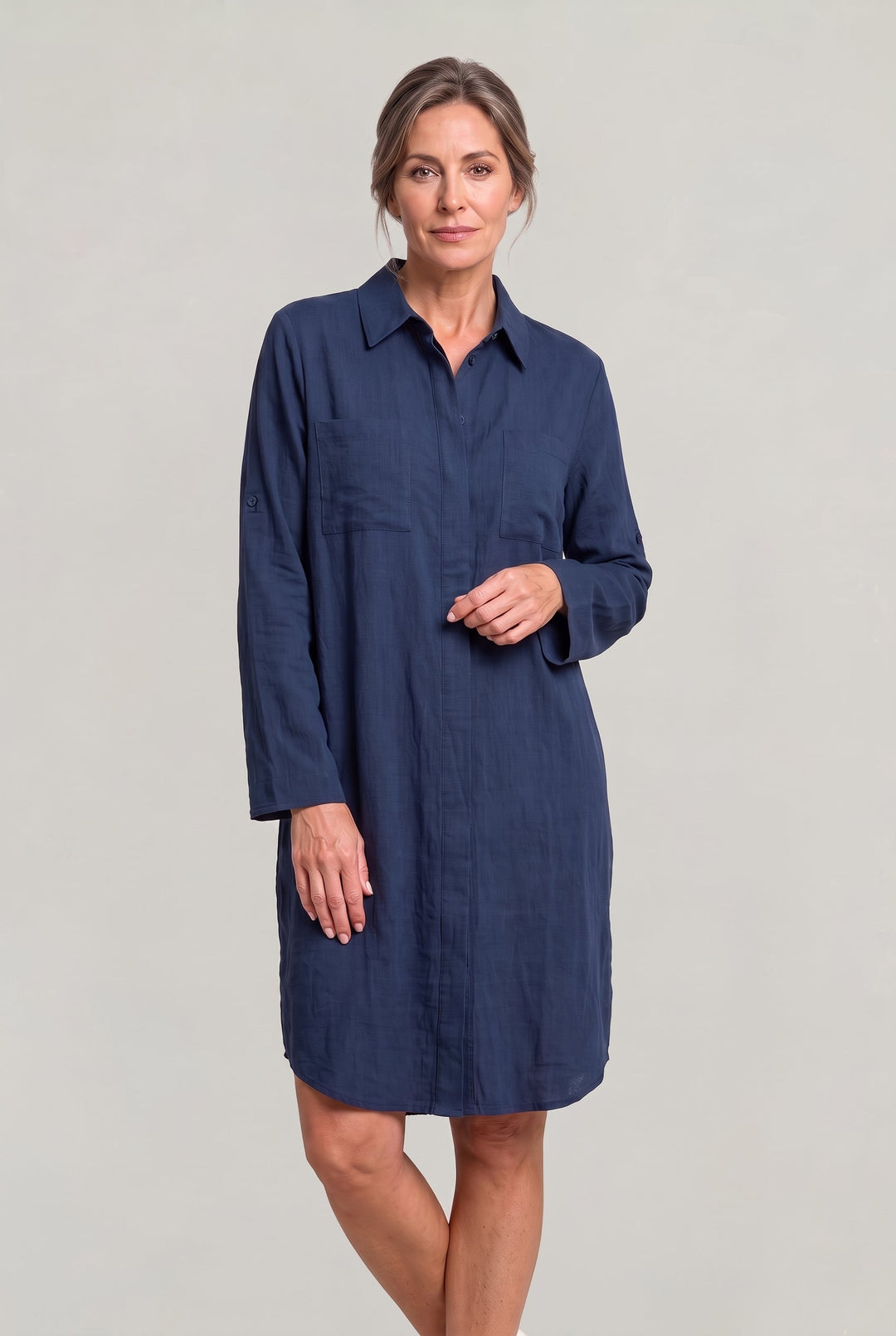 Women's Oversized Button Down Linen Shirt Dress product image | Invictora.com