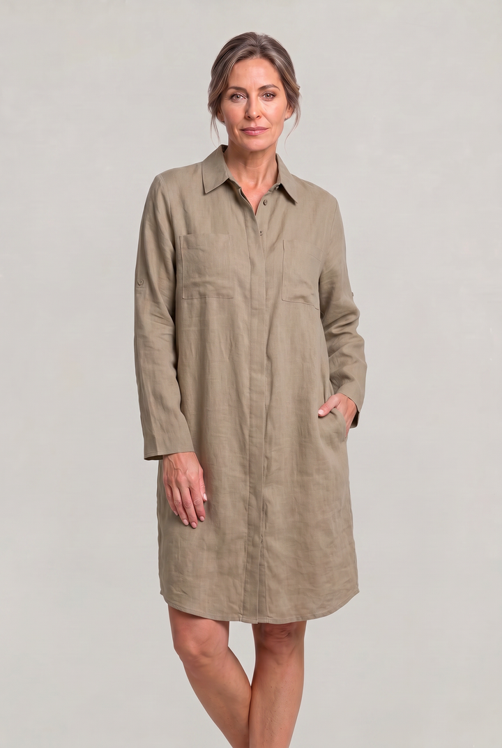 Women's Oversized Button Down Linen Shirt Dress product image | Invictora.com