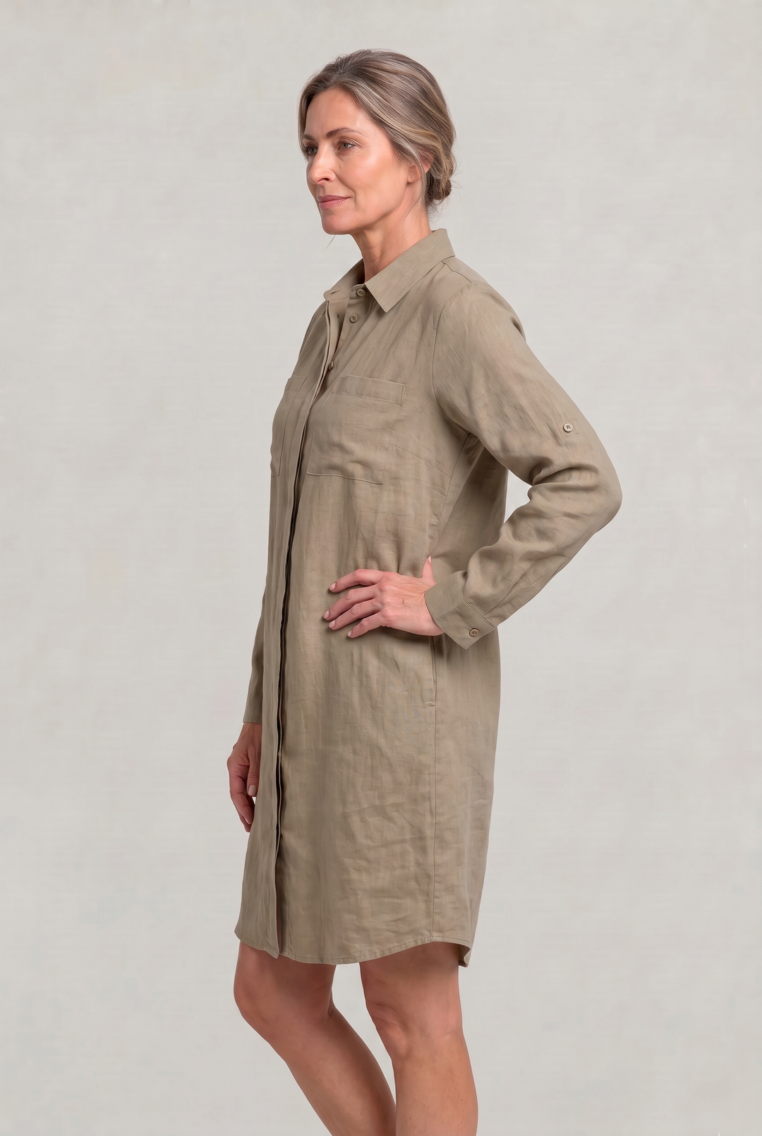 Women's Oversized Button Down Linen Shirt Dress product image | Invictora.com
