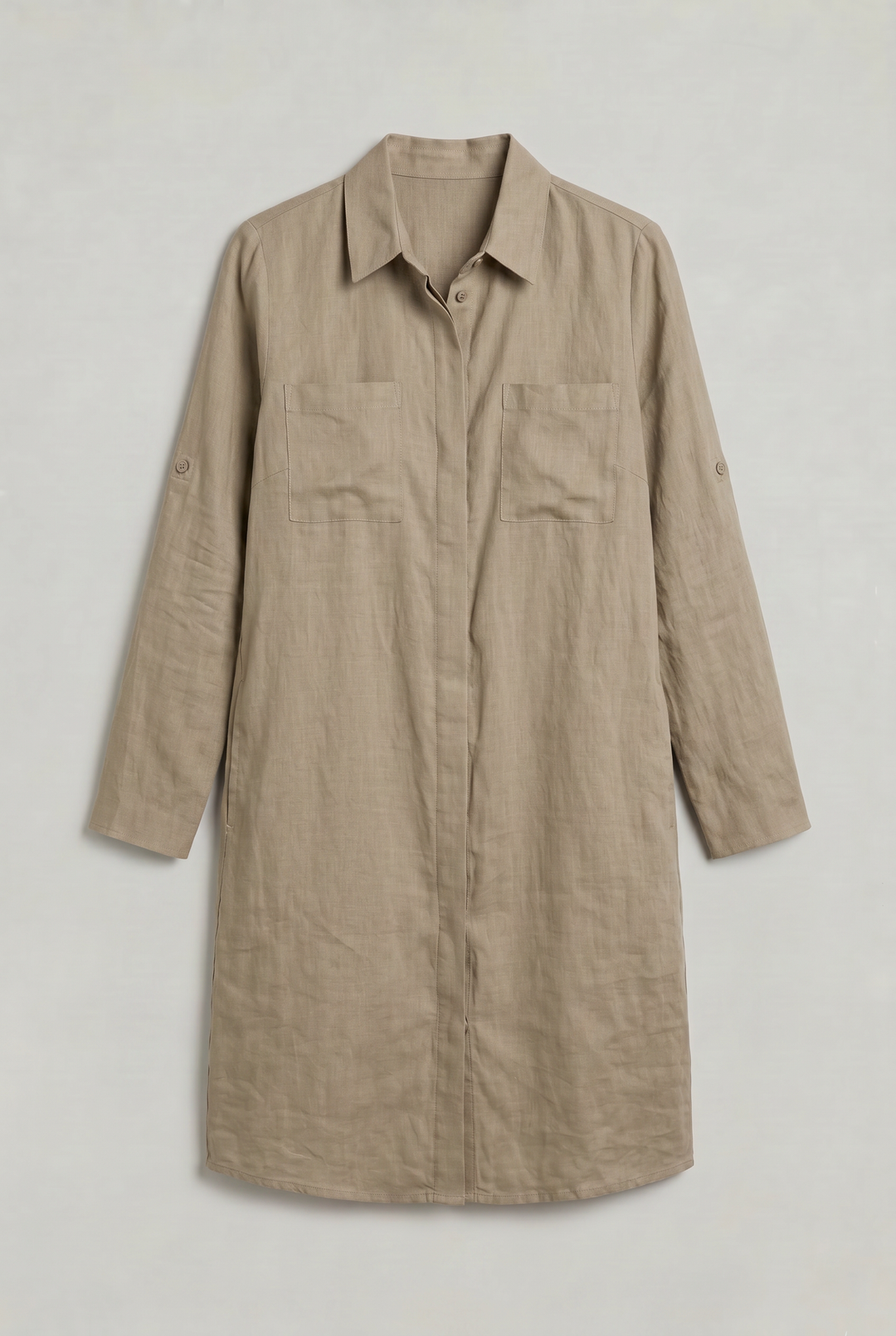Women's Oversized Button Down Linen Shirt Dress product image | Invictora.com