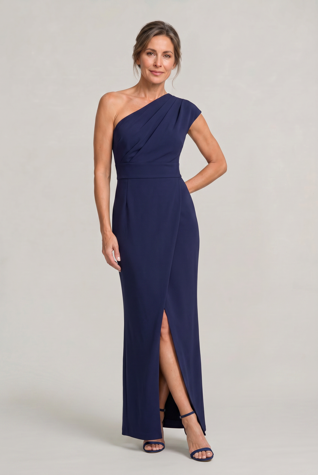 Women's One-Shoulder Maxi Evening Dress - Asymmetric Neckline product image | Invictora.com