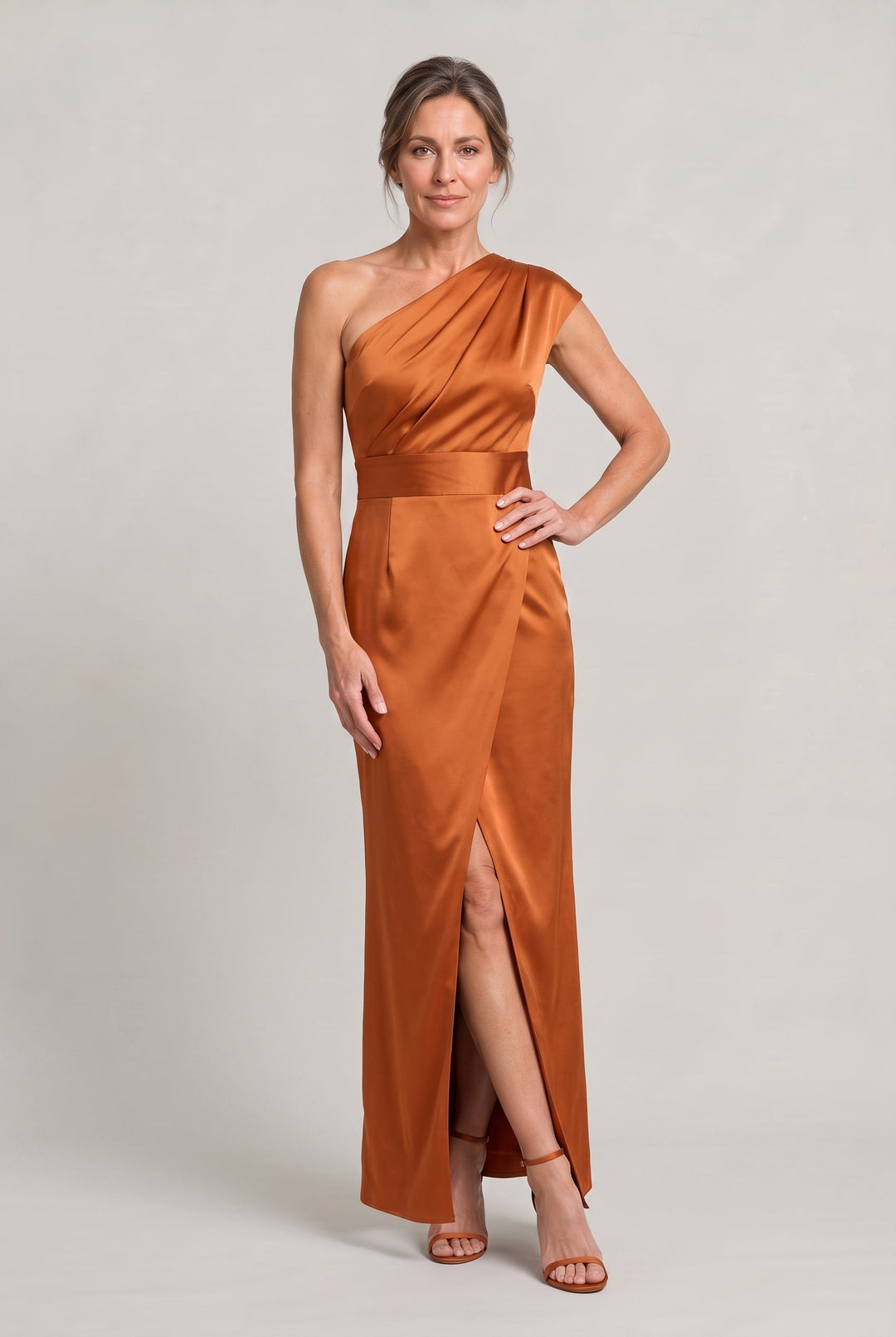 Women's One-Shoulder Maxi Evening Dress - Asymmetric Neckline | Invictora.com
