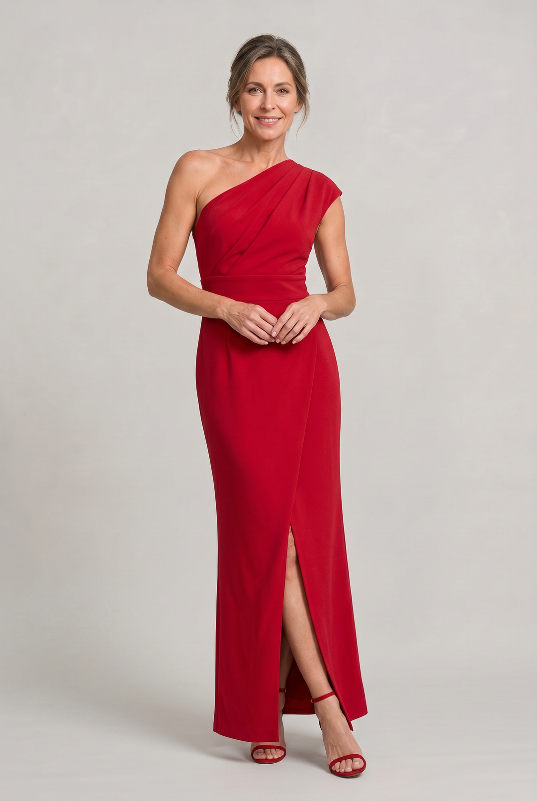 Women's One-Shoulder Maxi Evening Dress - Asymmetric Neckline in Black | Invictora.com