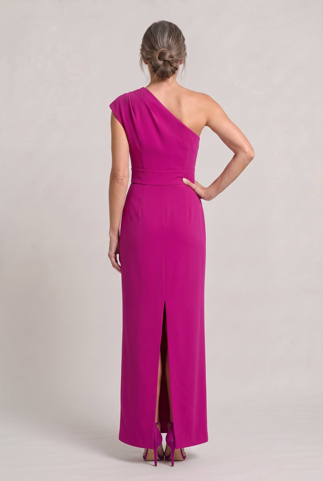 Women's One-Shoulder Maxi Evening Dress - Asymmetric Neckline in Navy | Invictora.com