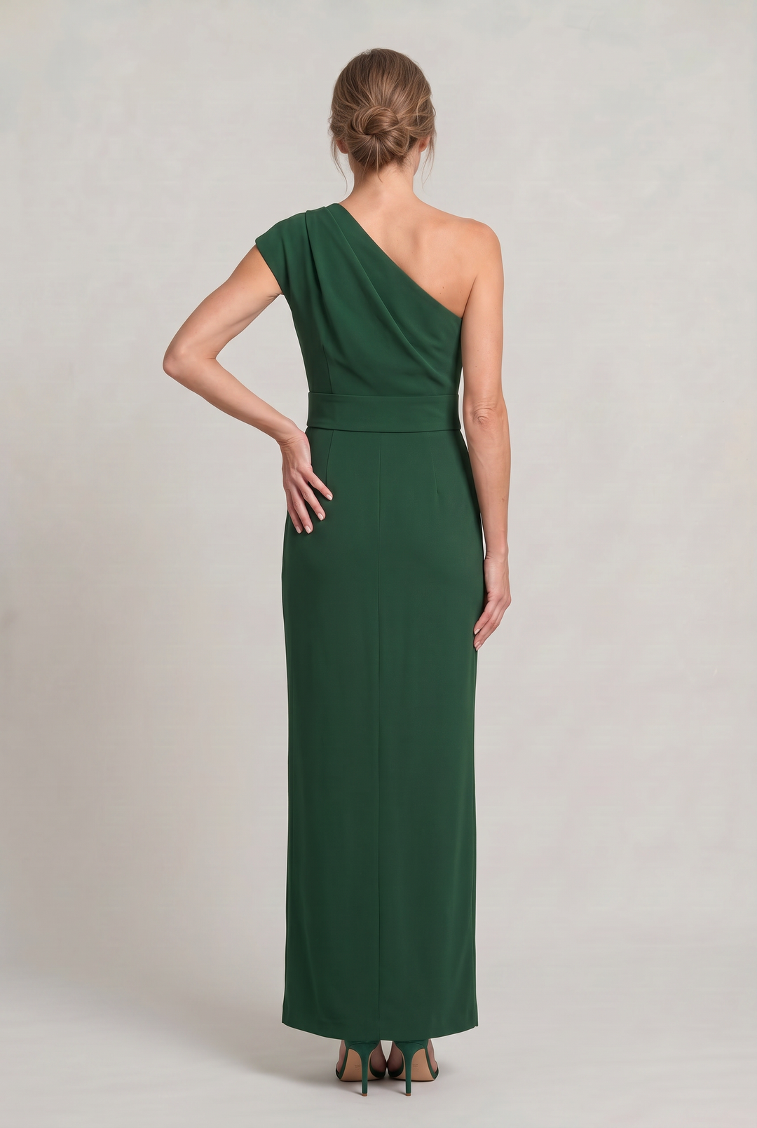 Women's One-Shoulder Maxi Evening Dress - Asymmetric Neckline in Navy | Invictora.com