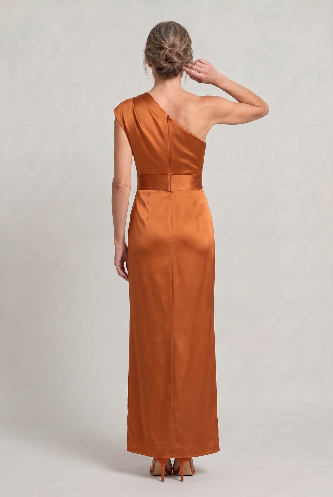 Women's One-Shoulder Maxi Evening Dress - Asymmetric Neckline in Red | Invictora.com