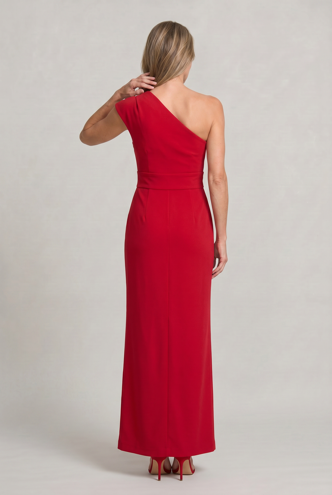 Women's One-Shoulder Maxi Evening Dress - Asymmetric Neckline in Black | Invictora.com
