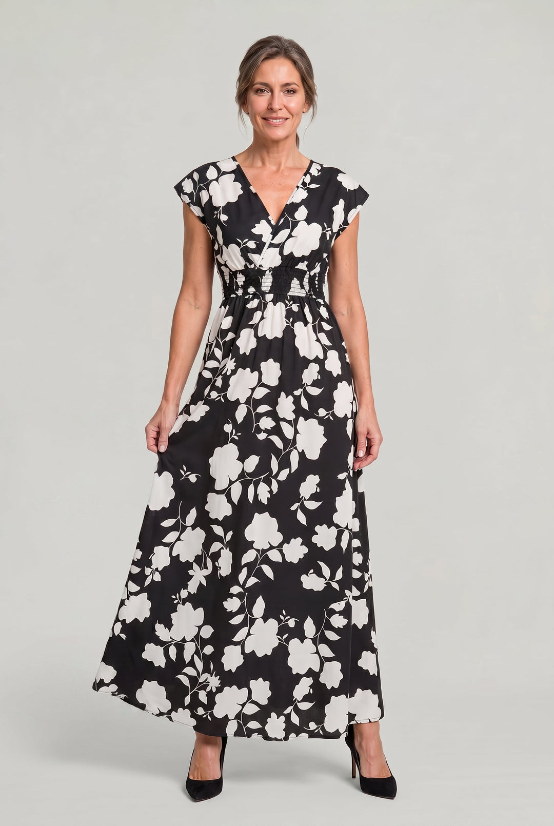 Women's V-Neck Floral Print Summer Maxi Dress product image | Invictora.com