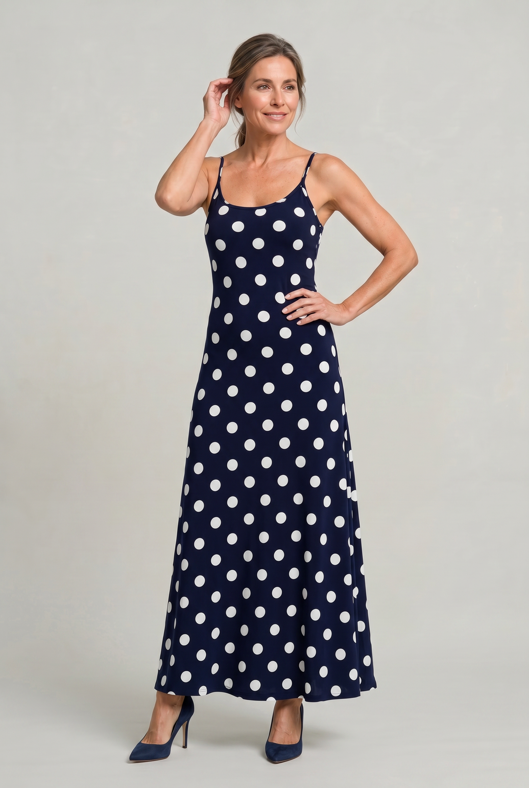 Women's Polka Dot Cami Maxi Dress product image | Invictora.com