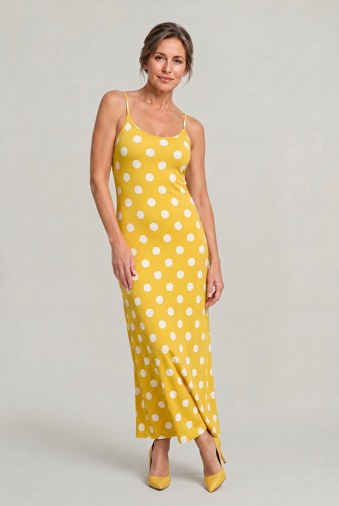 Women's Polka Dot Cami Maxi Dress in Purple | Invictora.com