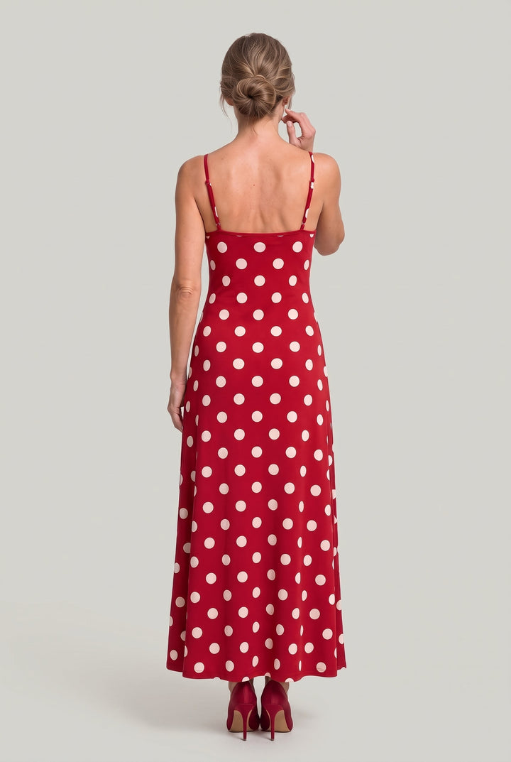 Women's Polka Dot Cami Maxi Dress in Purple | Invictora.com