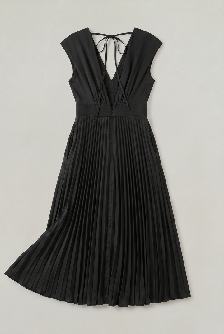 Women's Pleated Midi V-Neck Wedding Guest Dress product image | Invictora.com