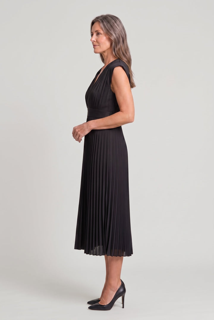Women's Pleated Midi V-Neck Wedding Guest Dress product image | Invictora.com