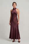 Women's Satin Halter Maxi Dress - Open Back Cowl Neck Formal Evening Gown product image | Invictora.com