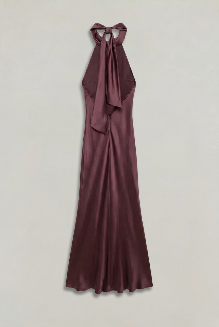 Women's Satin Halter Maxi Dress - Open Back Cowl Neck Formal Evening Gown product image | Invictora.com