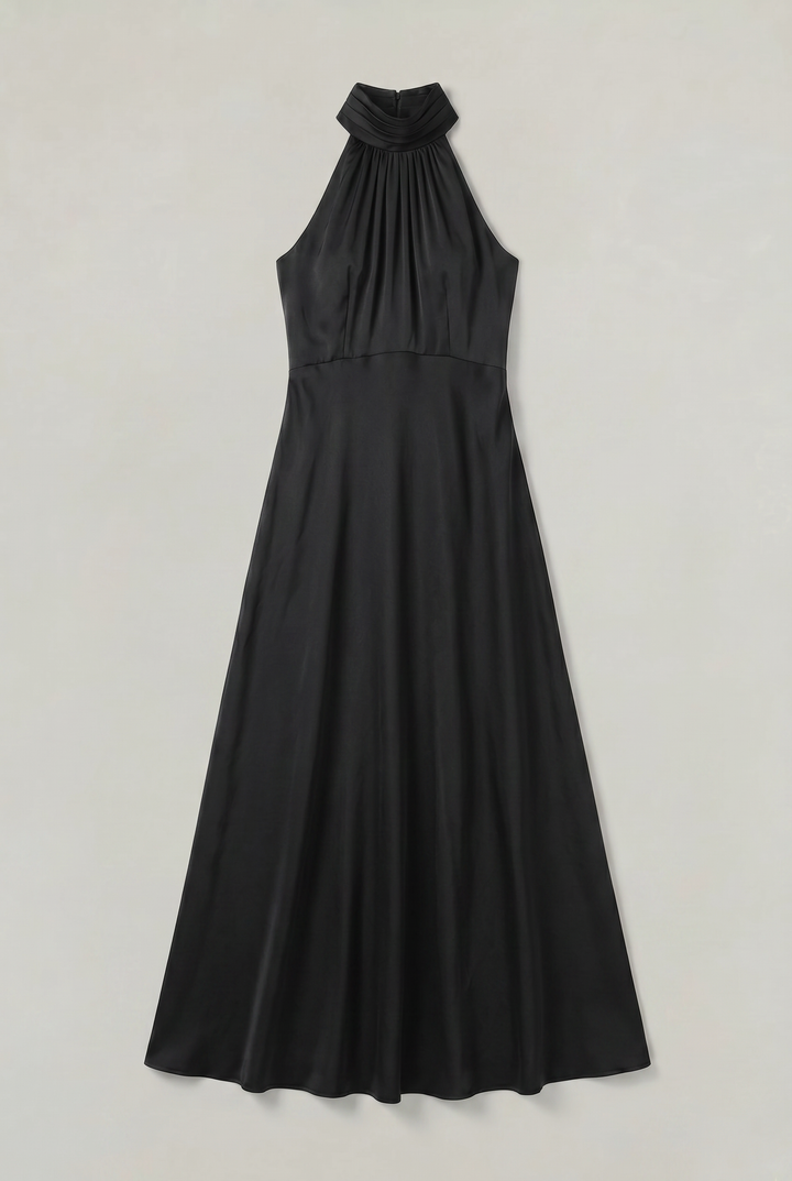 Women's Satin High Neck Bridesmaid Maxi Dress | Invictora.com