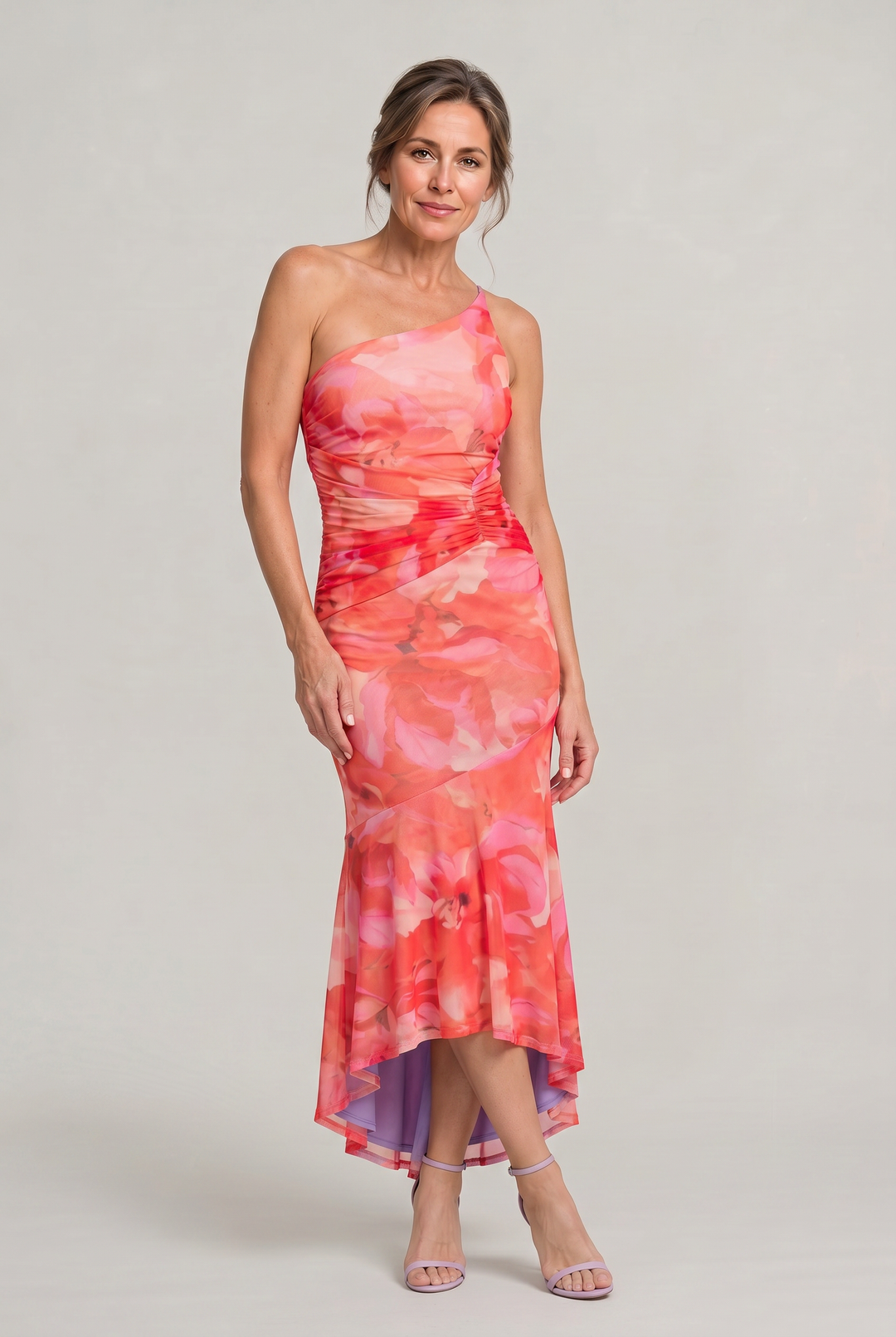 Women's A-line Floral Maxi Dress in Pink | Invictora.com