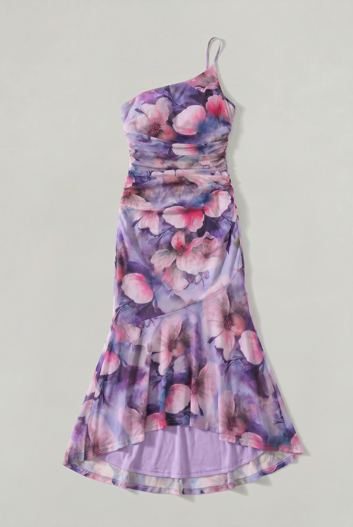 Women's A-line Floral Maxi Dress in Pink | Invictora.com
