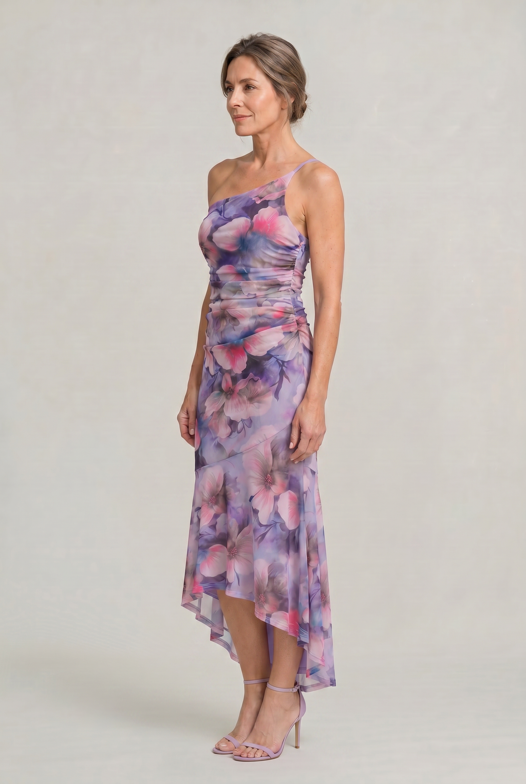 Women's A-line Floral Maxi Dress in Purple | Invictora.com