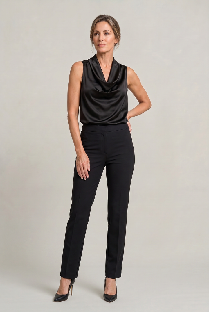 Women's Cowl Neck Sleeveless Cami Top - Draped Front in White | Invictora.com