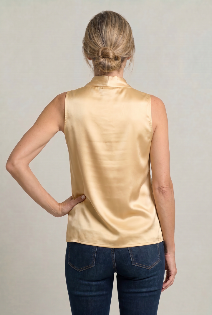 Women's Cowl Neck Sleeveless Cami Top - Draped Front in Champagne | Invictora.com