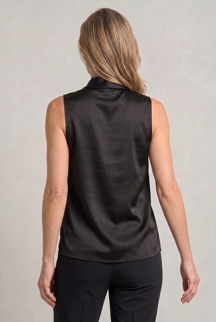 Women's Cowl Neck Sleeveless Cami Top - Draped Front in White | Invictora.com