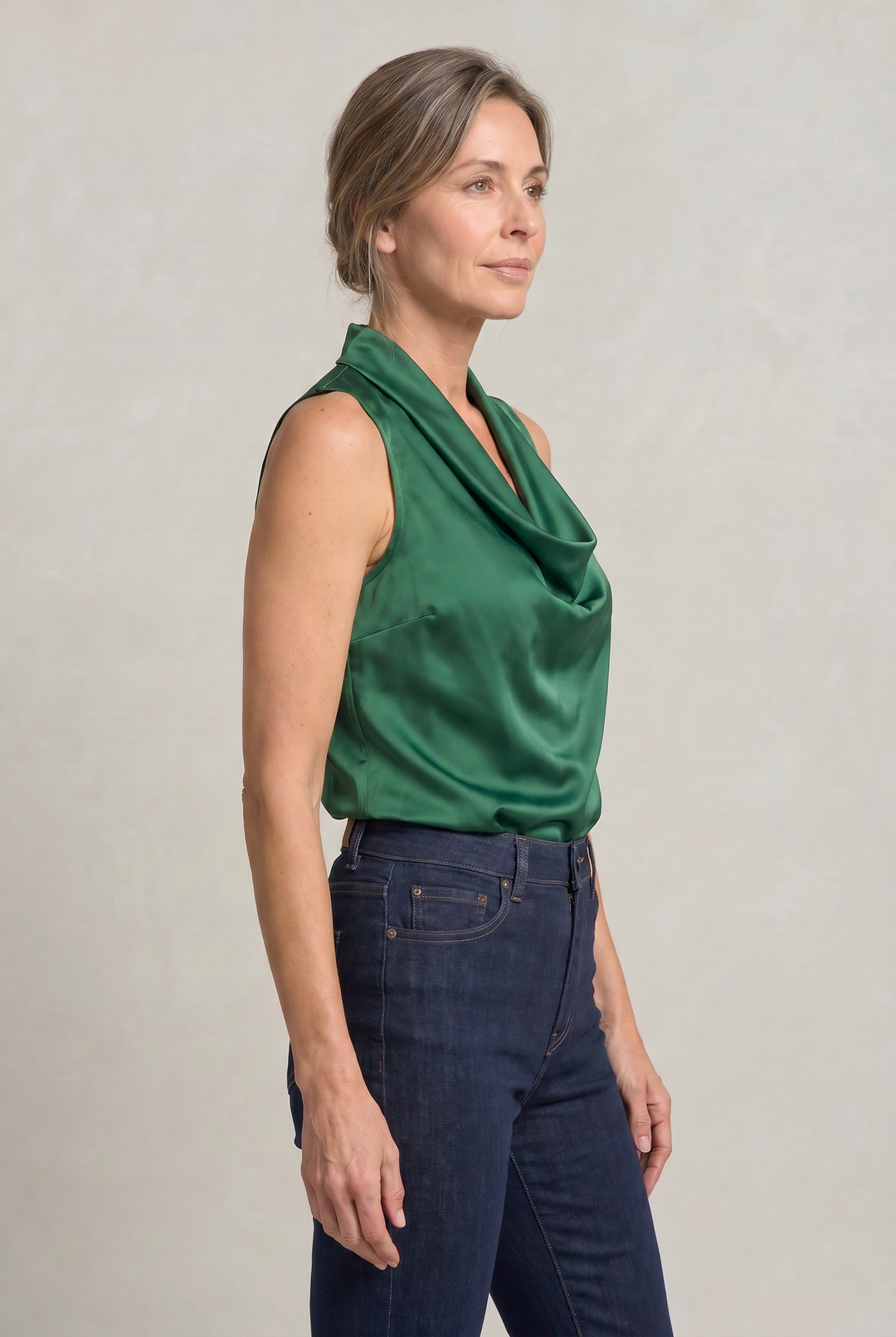 Women's Cowl Neck Sleeveless Cami Top - Draped Front in Black | Invictora.com