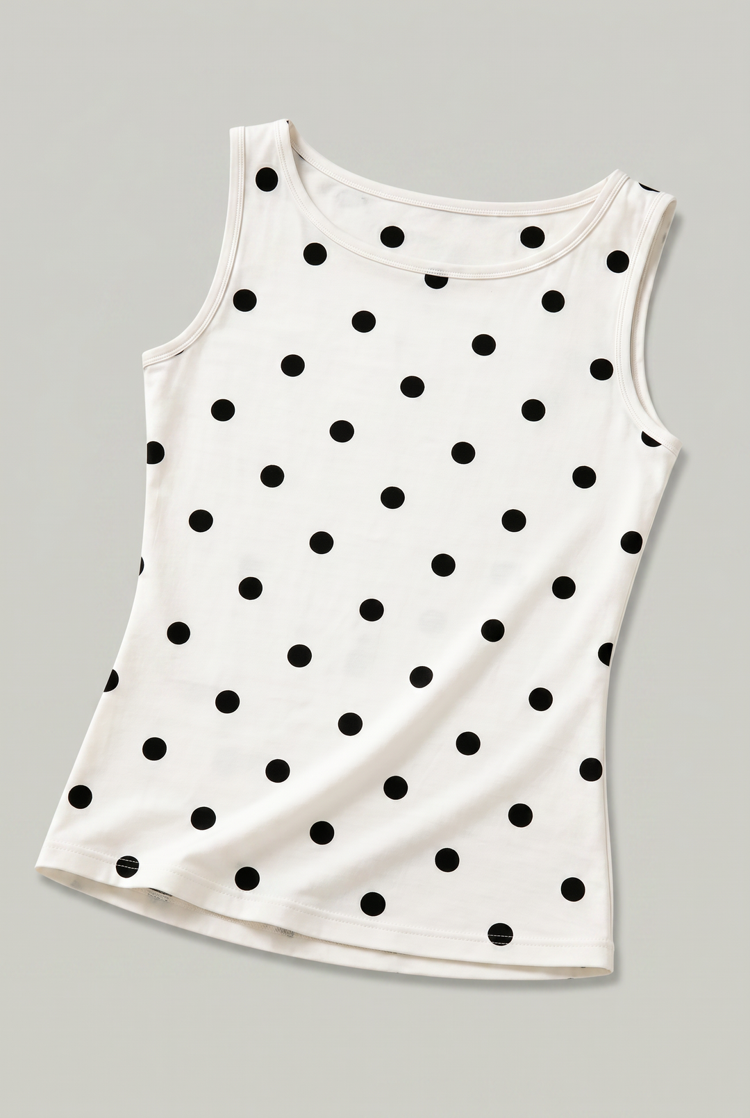 Women's Polka Dot Sleeveless Tank Top – Fitted Round Neck Summer Top in White | Invictora.com