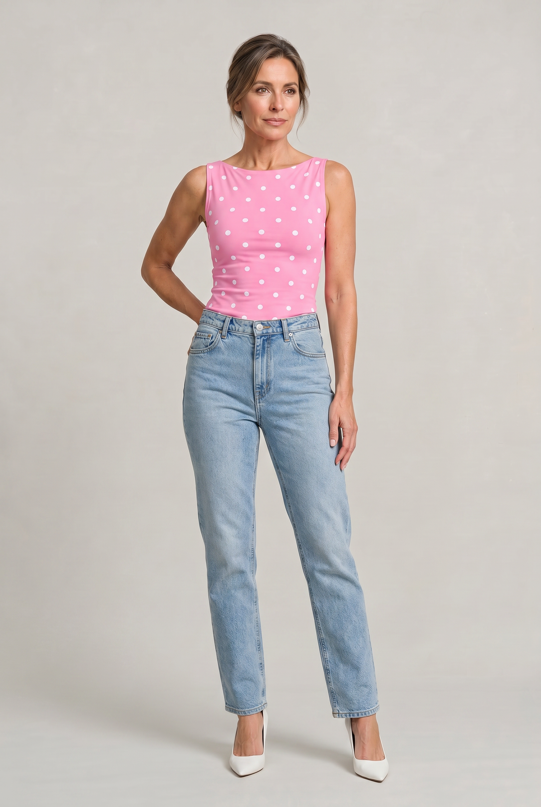 Women's Polka Dot Sleeveless Tank Top – Fitted Round Neck Summer Top | Invictora.com