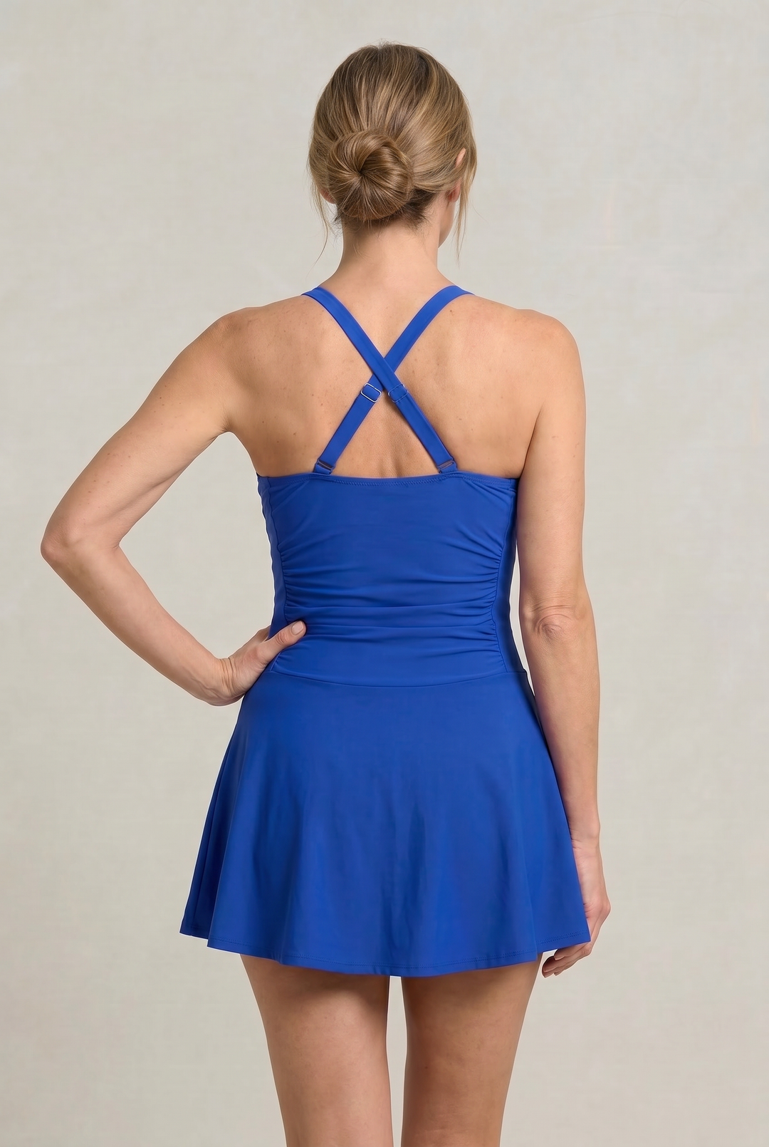 Women's One-Piece Swimsuit with Sweetheart Neckline and Skirt product image | Invictora.com