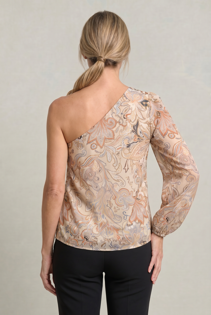 Women's One Shoulder Printed Long Sleeve Blouse | Invictora.com
