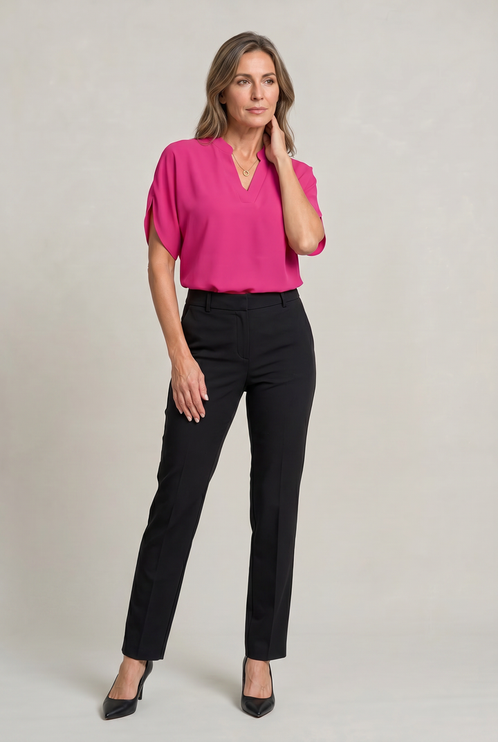 Women's V-neck Summer Top in Pink | Invictora.com