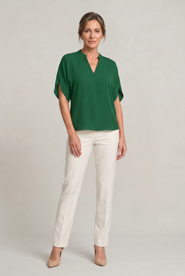 Women's V-neck Summer Top in Black | Invictora.com