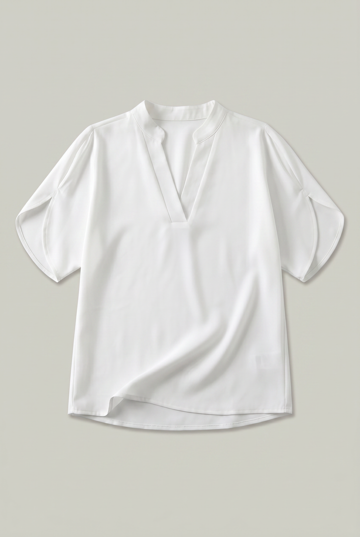 Women's V-neck Summer Top in White | Invictora.com