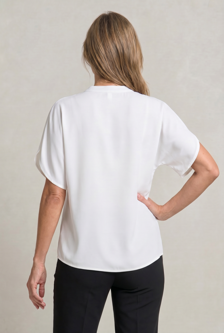 Women's V-neck Summer Top in White | Invictora.com