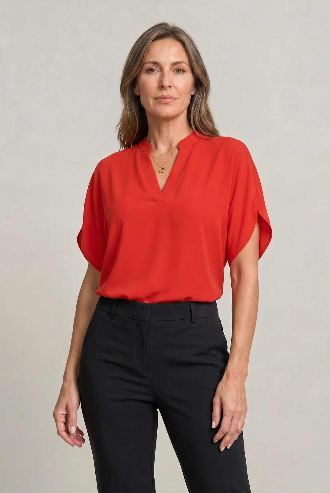 Women's V-neck Summer Top in Light Pink | Invictora.com