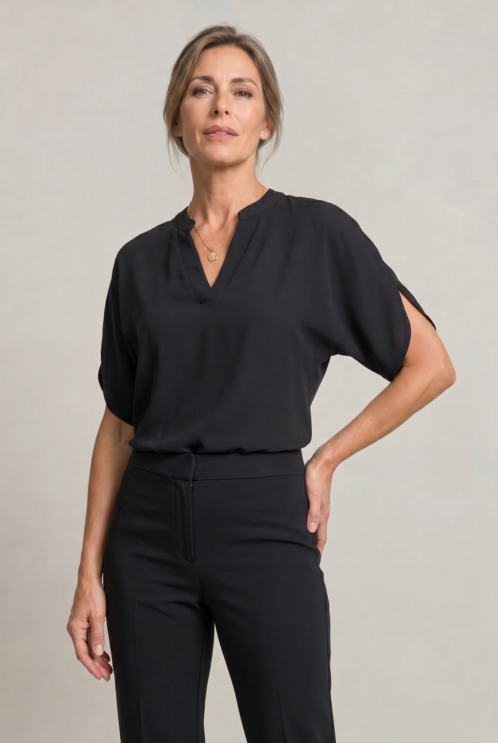 Women's V-neck Summer Top in Light Pink | Invictora.com