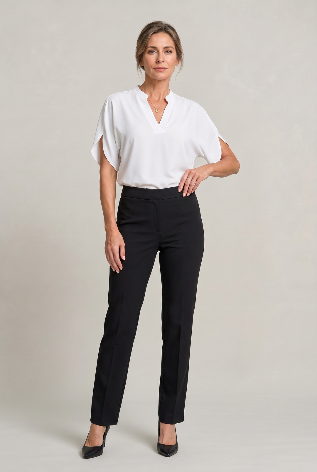 Women's V-neck Summer Top in White | Invictora.com