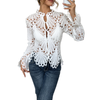 Women's Ella – Lace Cutwork Tie-Front Blouse in Off White | Invictora.com