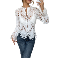 Women's Ella – Lace Cutwork Tie-Front Blouse