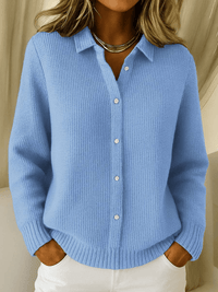 Women's Knit Cardigan – Shirt Collar And Button-Up